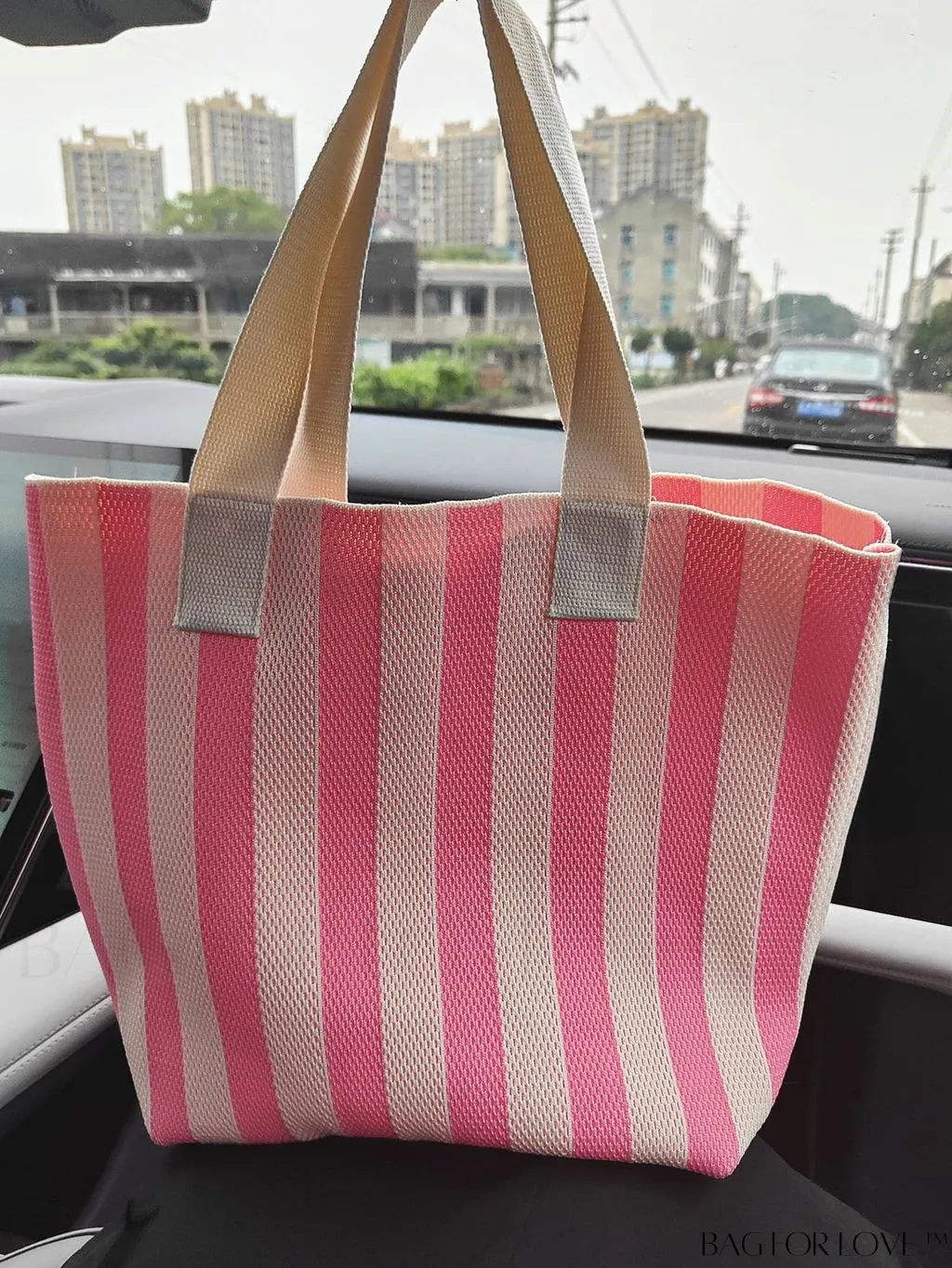 BagForLove - Womens Striped Contrast Tote: Chic, Versatile Travel and Beach Shoulder Bag
