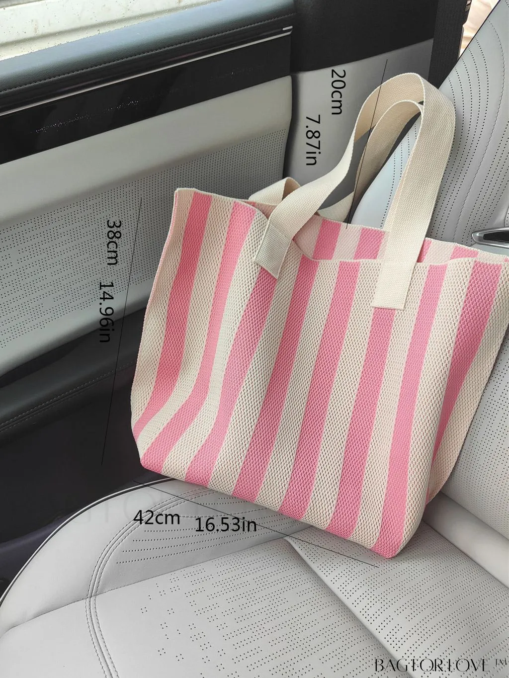 BagForLove - Womens Striped Contrast Tote: Chic, Versatile Travel and Beach Shoulder Bag