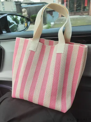BagForLove - Womens Striped Contrast Tote: Chic, Versatile Travel and Beach Shoulder Bag