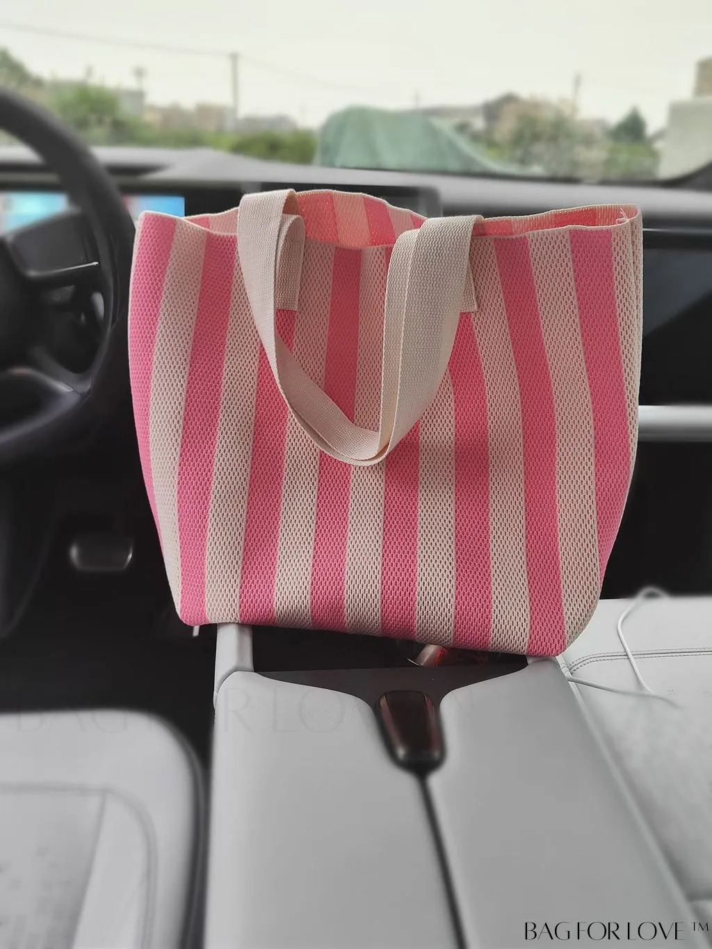 BagForLove - Womens Striped Contrast Tote: Chic, Versatile Travel and Beach Shoulder Bag