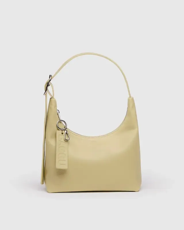 BAGGU Mini Recycled Leather Shoulder Bag - Straw