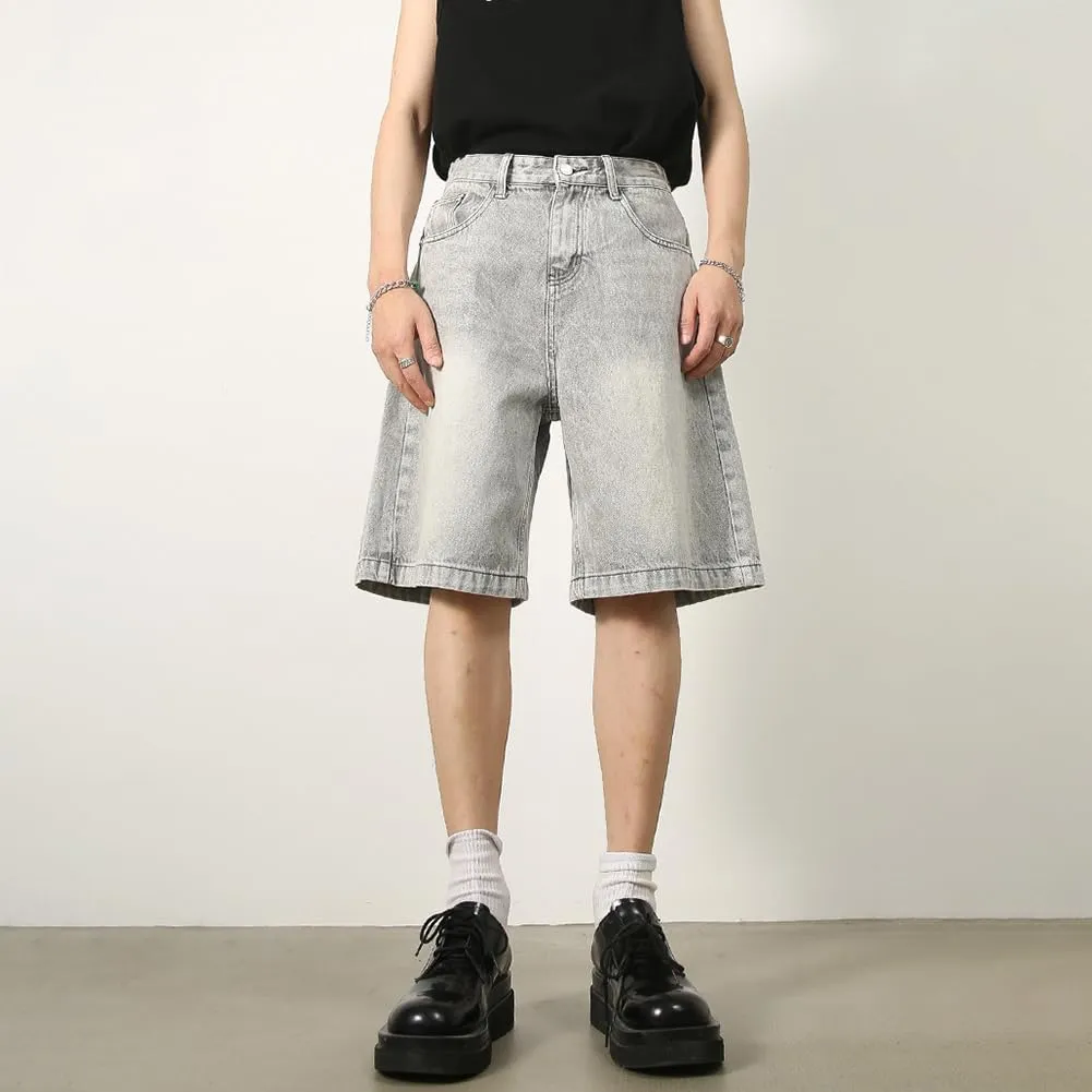 Baggy Jean Shorts for Men Casual Retro Loose Fit Denim Shorts