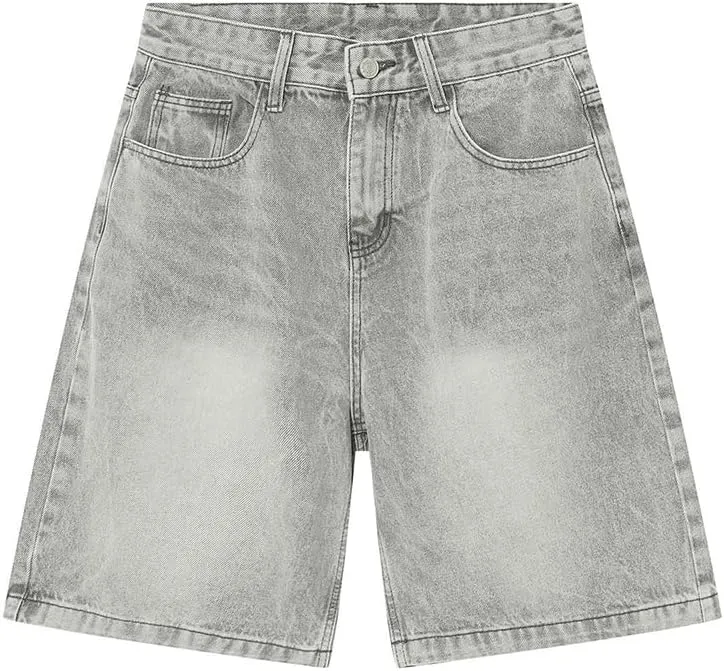 Baggy Jean Shorts for Men Casual Retro Loose Fit Denim Shorts