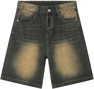 Baggy Jean Shorts for Men Casual Retro Loose Fit Denim Shorts
