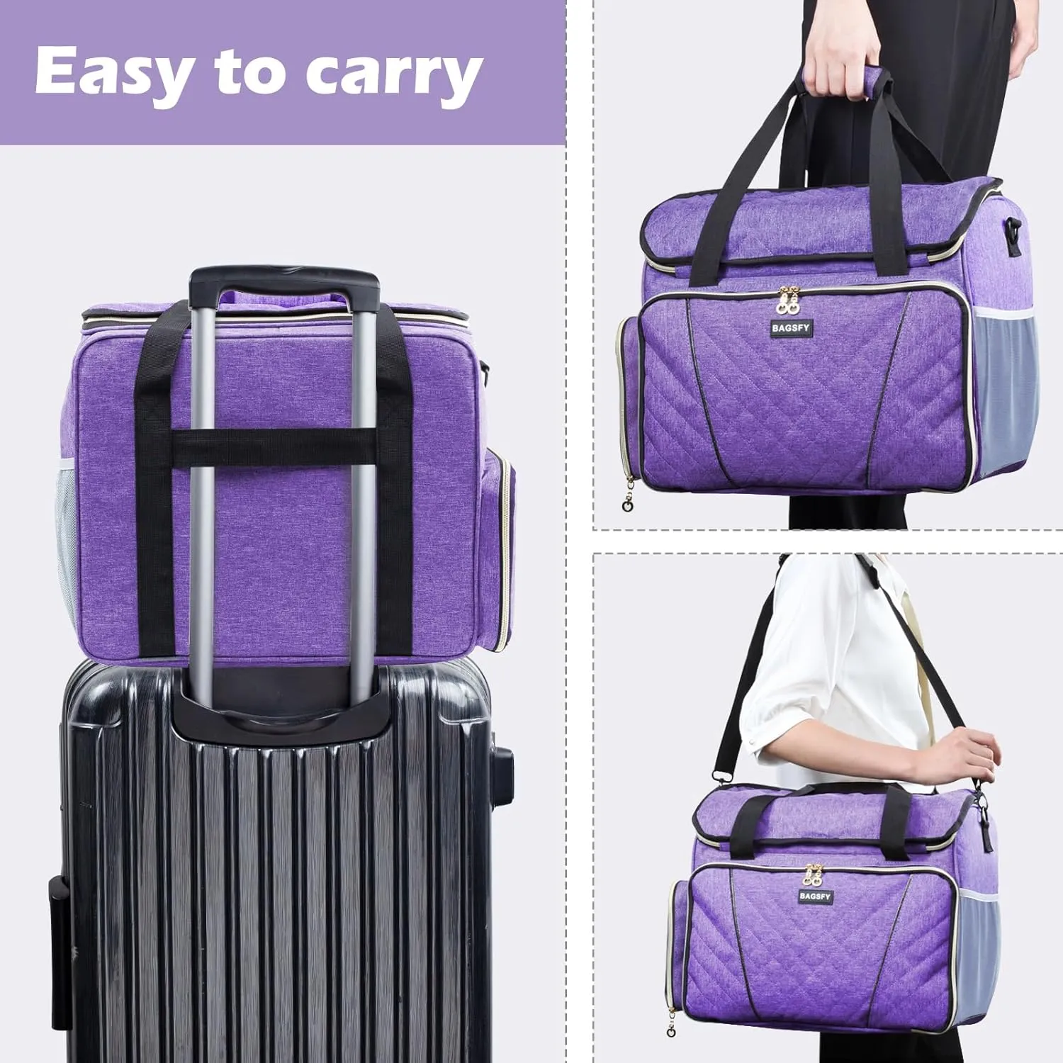 BAGSFY Large Sewing Machine Carrying Case, Sewing Machine Bag, Travel Tote Bag Compatible with Singer, Brother, Bernina & Standard Size Sewing Machines.