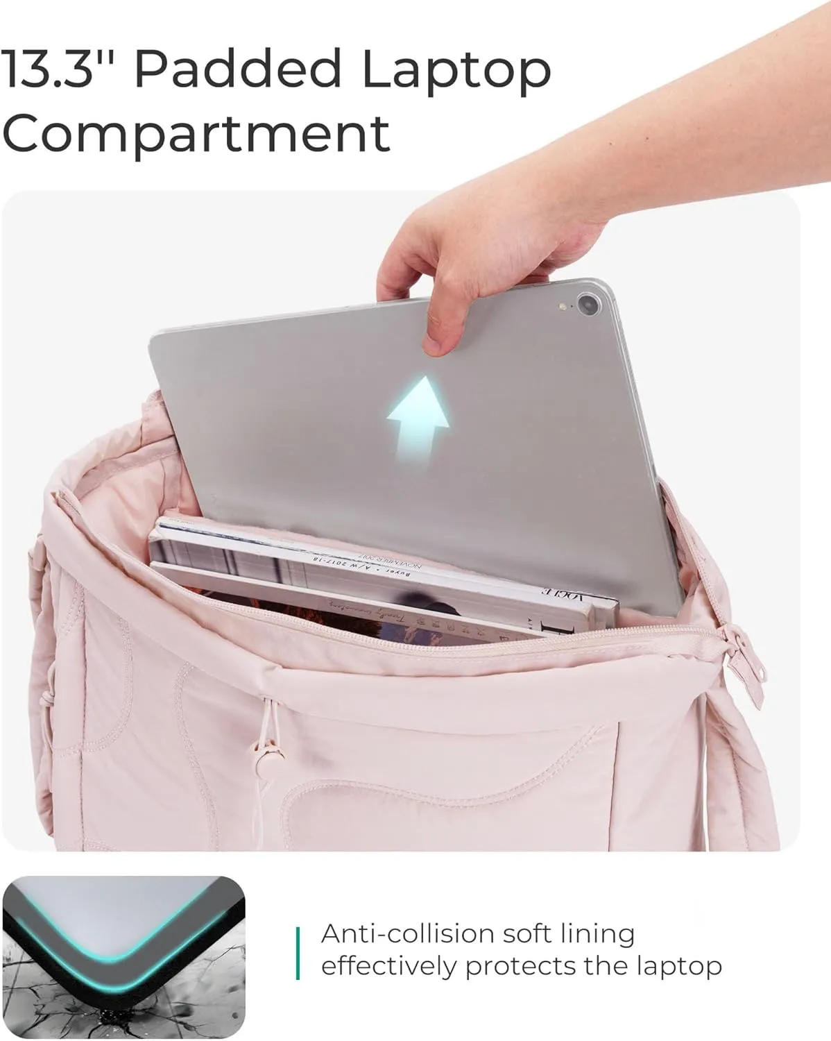 BAGSMART Tote Bag for Women, Small Puffer Tote Bag, Lightweight Shoulder Handbags with Adjustable Strap for Travel, Work