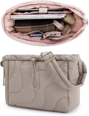 BAGSMART Tote Bag for Women, Small Puffer Tote Bag, Lightweight Shoulder Handbags with Adjustable Strap for Travel, Work