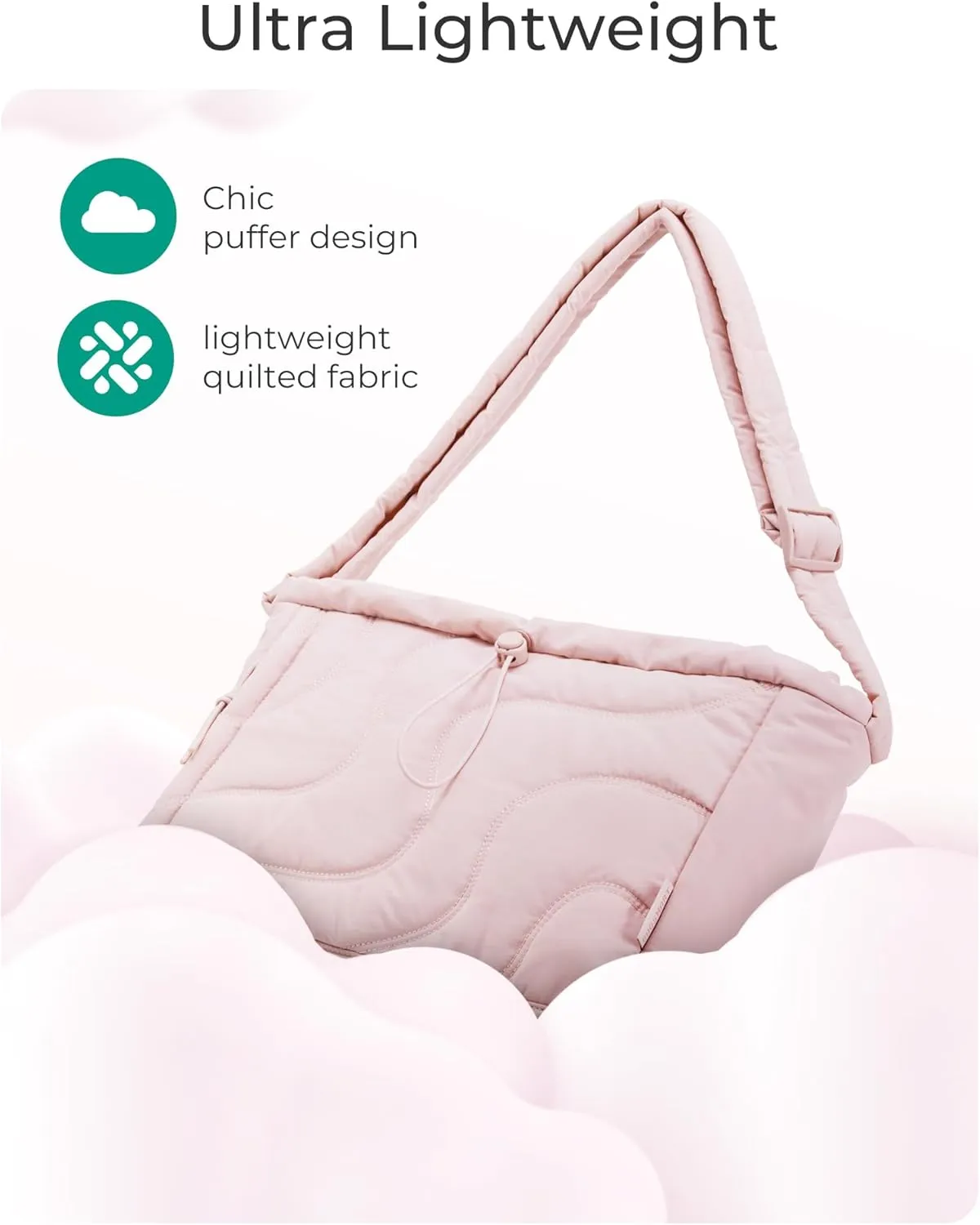 BAGSMART Tote Bag for Women, Small Puffer Tote Bag, Lightweight Shoulder Handbags with Adjustable Strap for Travel, Work