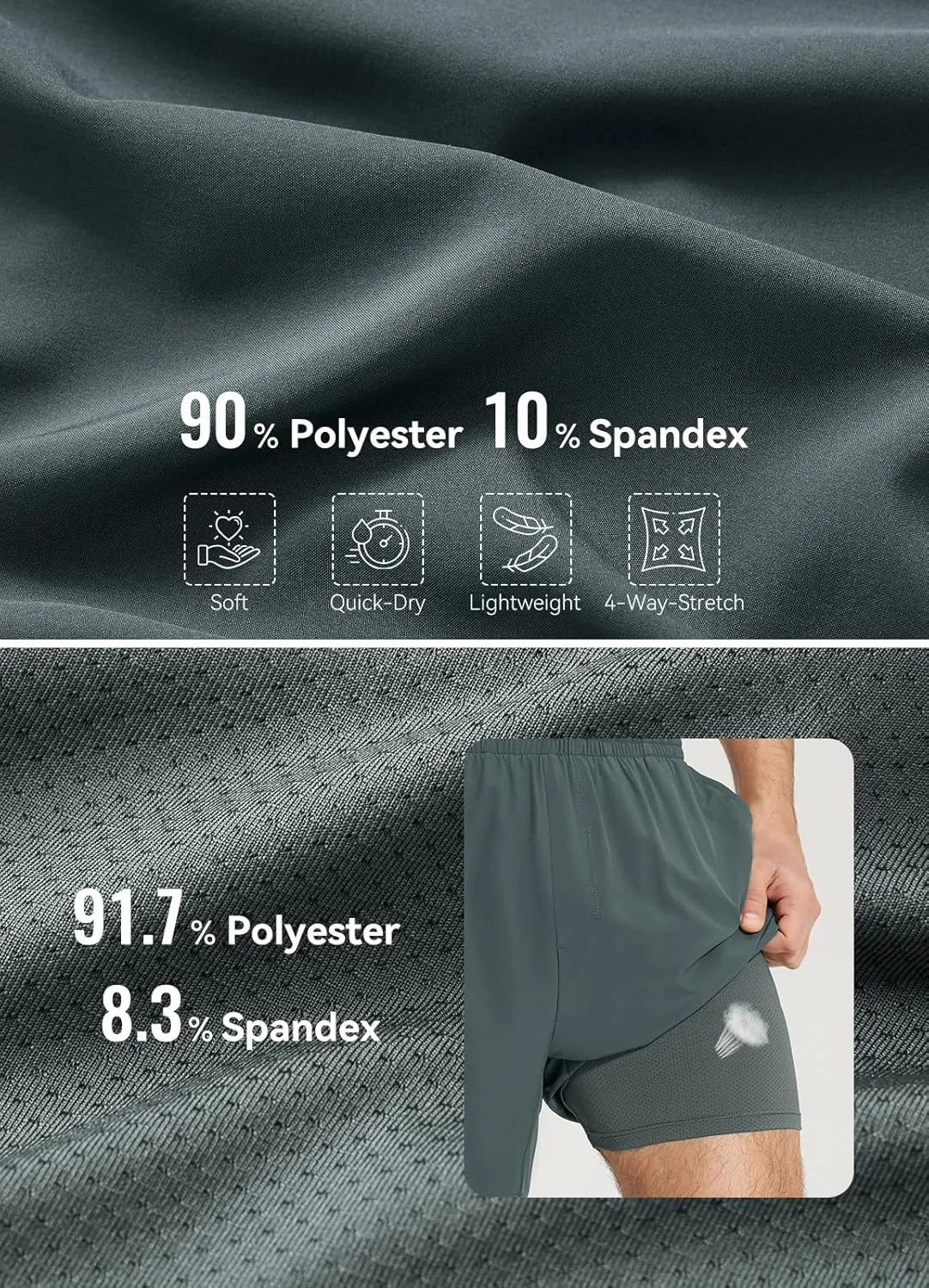 baleaf Men's 5" Running Shorts with Liner 2 in 1 Workout Shorts with Zipper Pocket Quick Dry Athletic Gym Sports