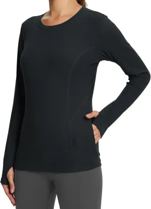 baleaf Women's Long Sleeve Workout Tops Active Running Shirts Loose Fit Quick Dry Athletic Soft