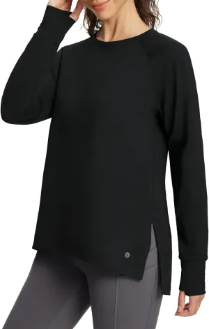 baleaf Women's Thermal Tops Fleece Lined Shirts Long Sleeve Cold Weather Running Gear Workout Zipper Pocket Thumbholes