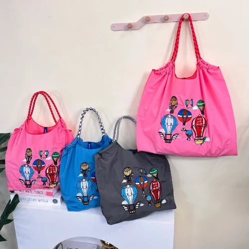 Ball & Chain Embroidery Waterproof Folding Eco-friendly Bag Shopping Bag,Hot Air Balloon