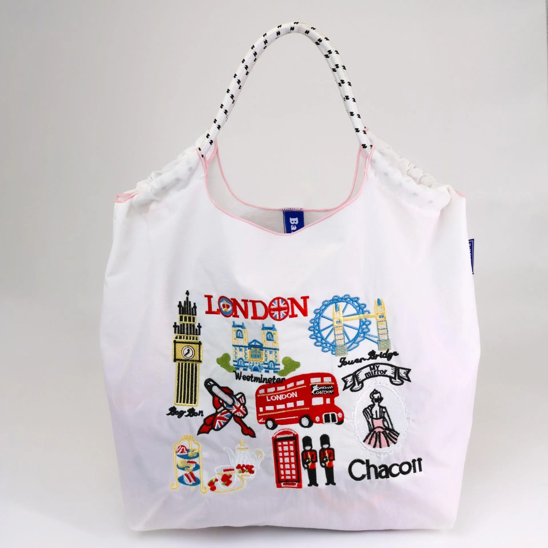 Ball & Chain Embroidery Waterproof Folding Eco-friendly Bag Shopping Bag,London Bus
