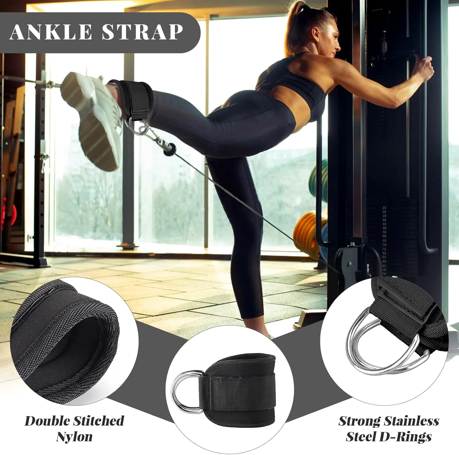 Barbell Pad Set,10 Pcs Barbell Pads for Hip Thrust Squat & Lunges Support,with 2 Workout Ankle Straps, 2 Gym Straps Weight Lifting, 2 Gym Gloves, Resistance Band, Olympic Bar Pad,Carry Bag