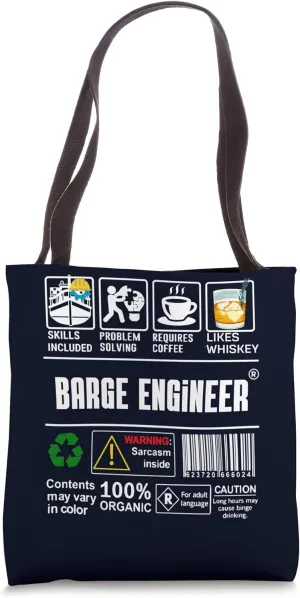 Barge Engineer Label Skills Problem Solving Coffee Whiskey Tote Bag