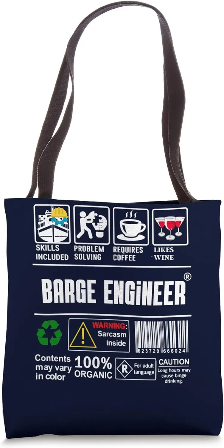 Barge Engineer Label Skills Problem Solving Coffee Wine Tote Bag