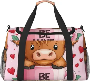 Be Mine Cow Travel Duffel Bag Tote Bag Sports Gym Bag For Women And Men