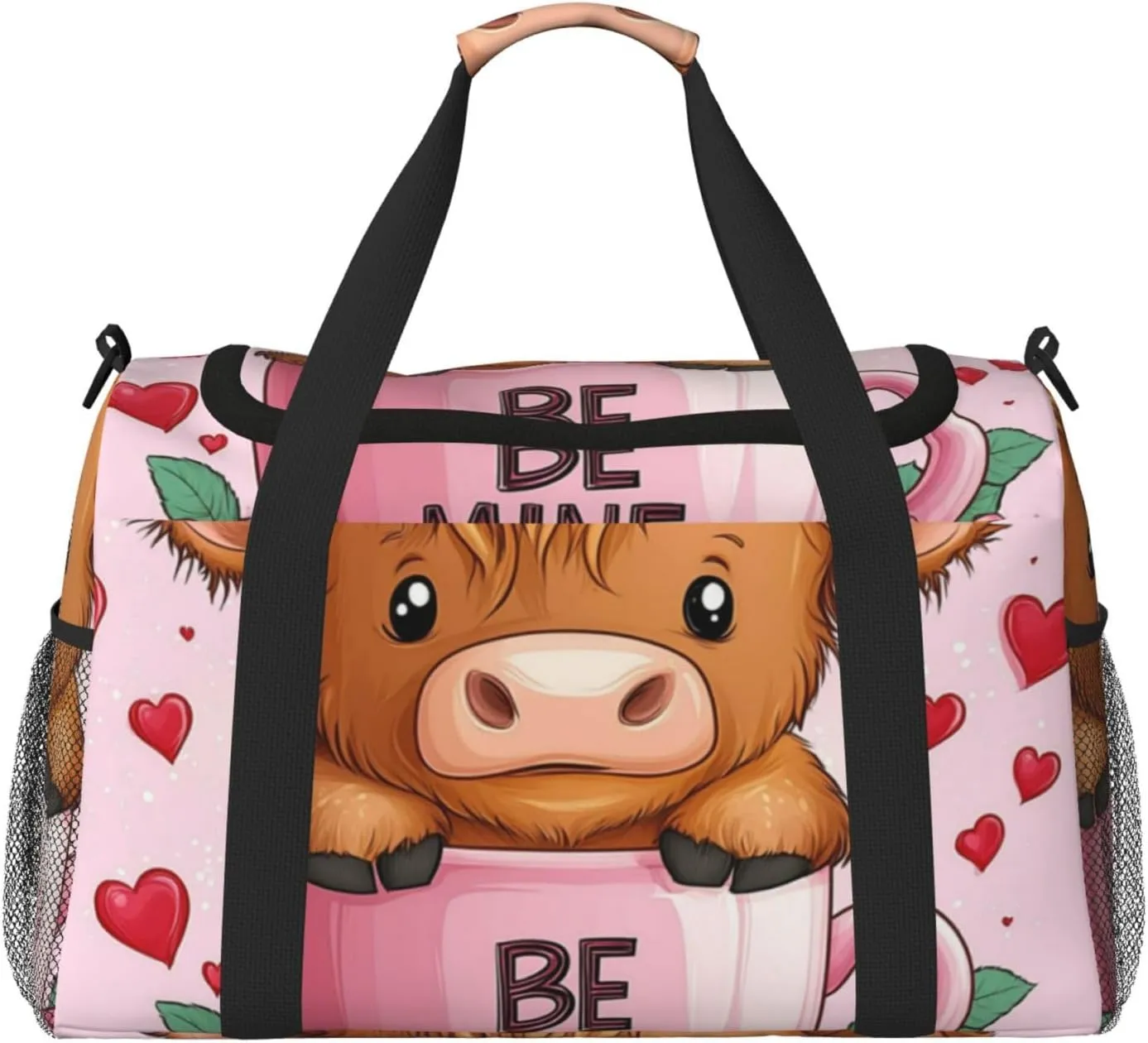 Be Mine Cow Travel Duffel Bag Tote Bag Sports Gym Bag For Women And Men