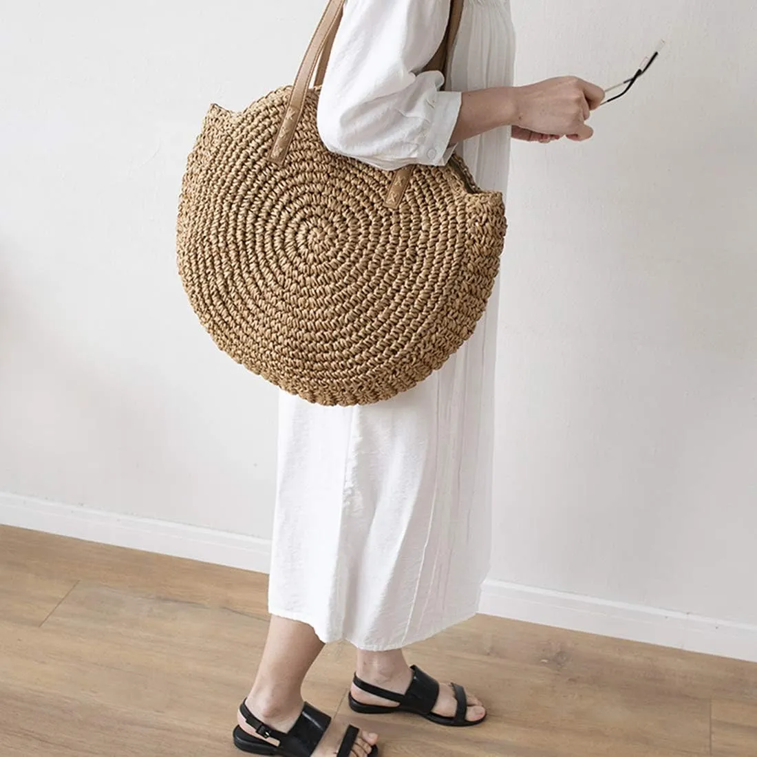 Beach Bags for Women Straw Bag Vacation Summer Large Foldable Straw Beach Bag Tote Woven Shoulder Purse Handbag Beach Gifts