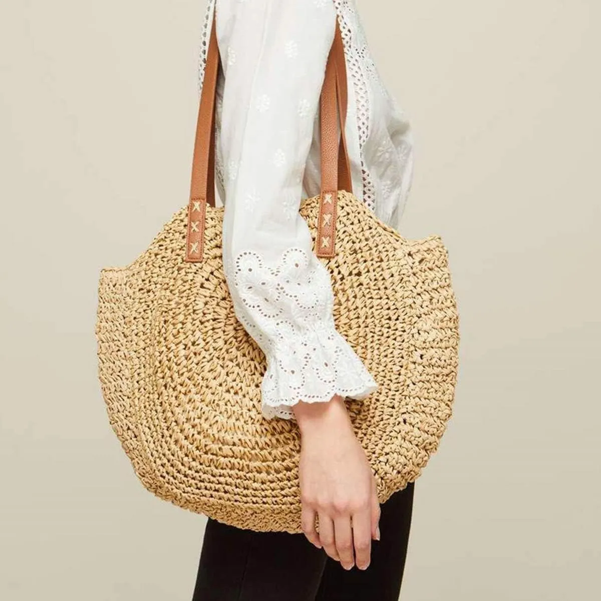 Beach Bags for Women Straw Bag Vacation Summer Large Foldable Straw Beach Bag Tote Woven Shoulder Purse Handbag Beach Gifts