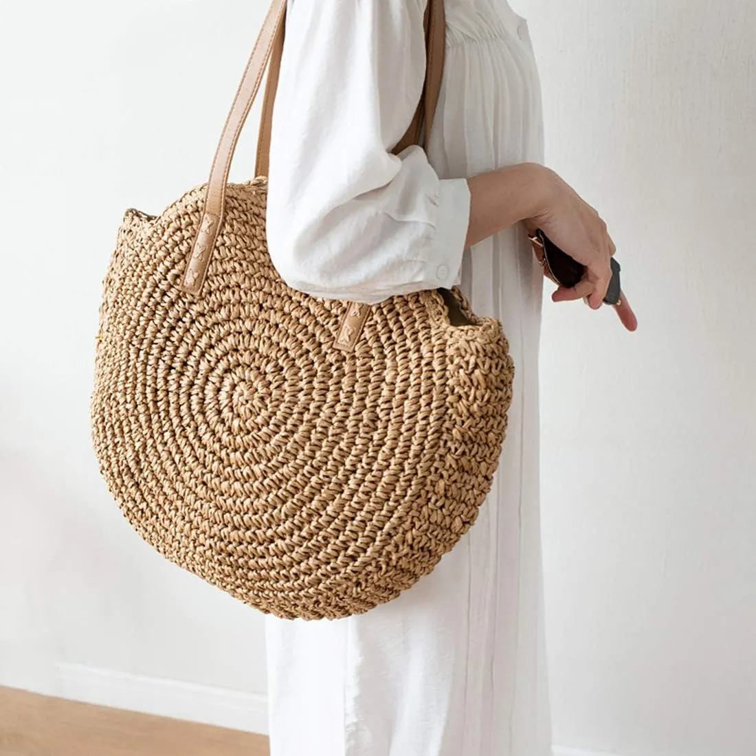 Beach Bags for Women Straw Bag Vacation Summer Large Foldable Straw Beach Bag Tote Woven Shoulder Purse Handbag Beach Gifts