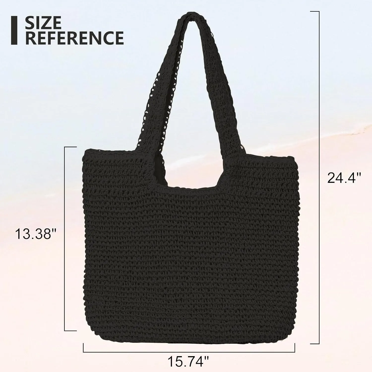 Beach Bags for Women - Summer Soft Large Woven Shoulder Purse Handbag, Beach Tote Straw Bag for Summer Vacation