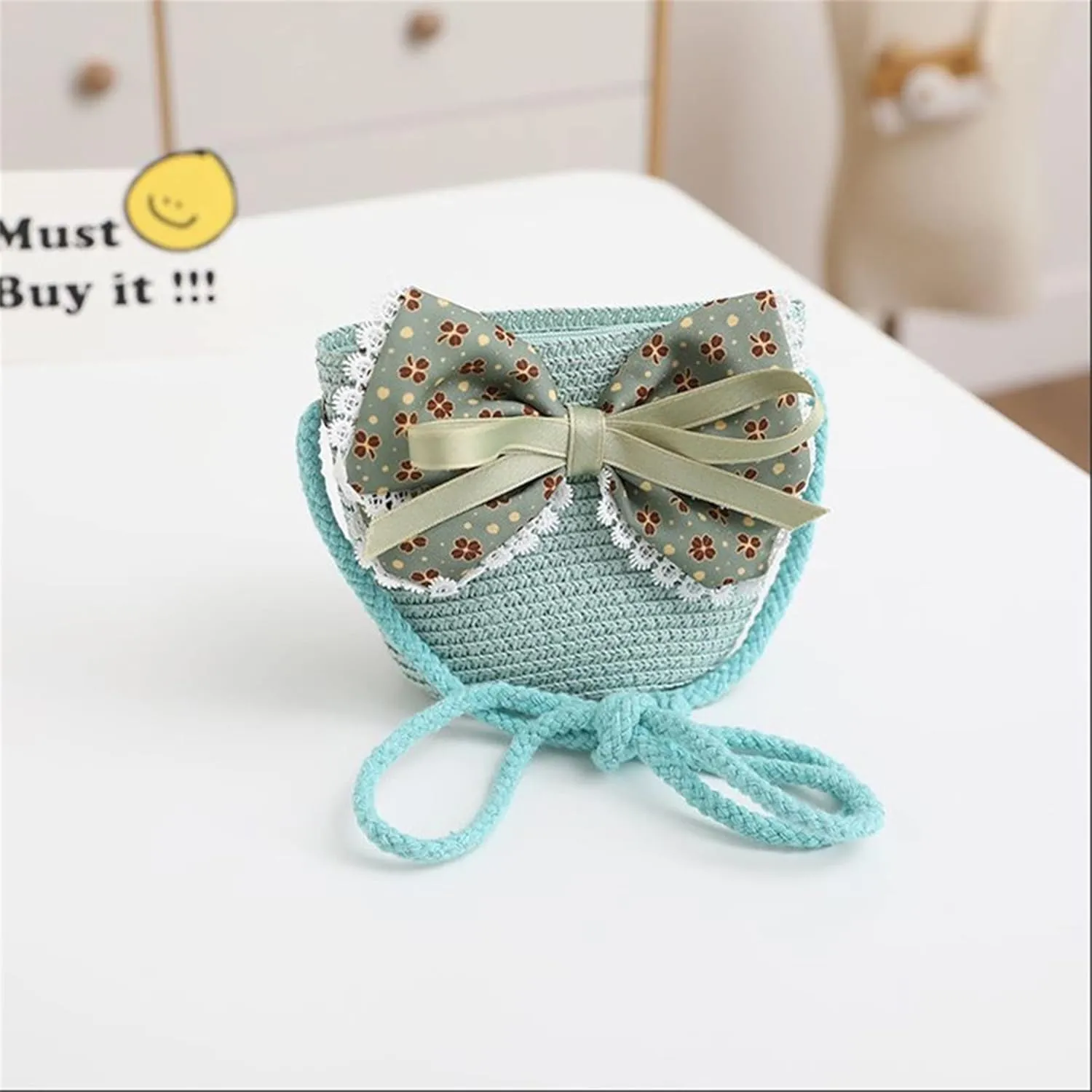 Beach Hats for Toddler Girls Straw Hat with Shoulder Bag Kids Bow Hats Set Little Girl Sun Hat