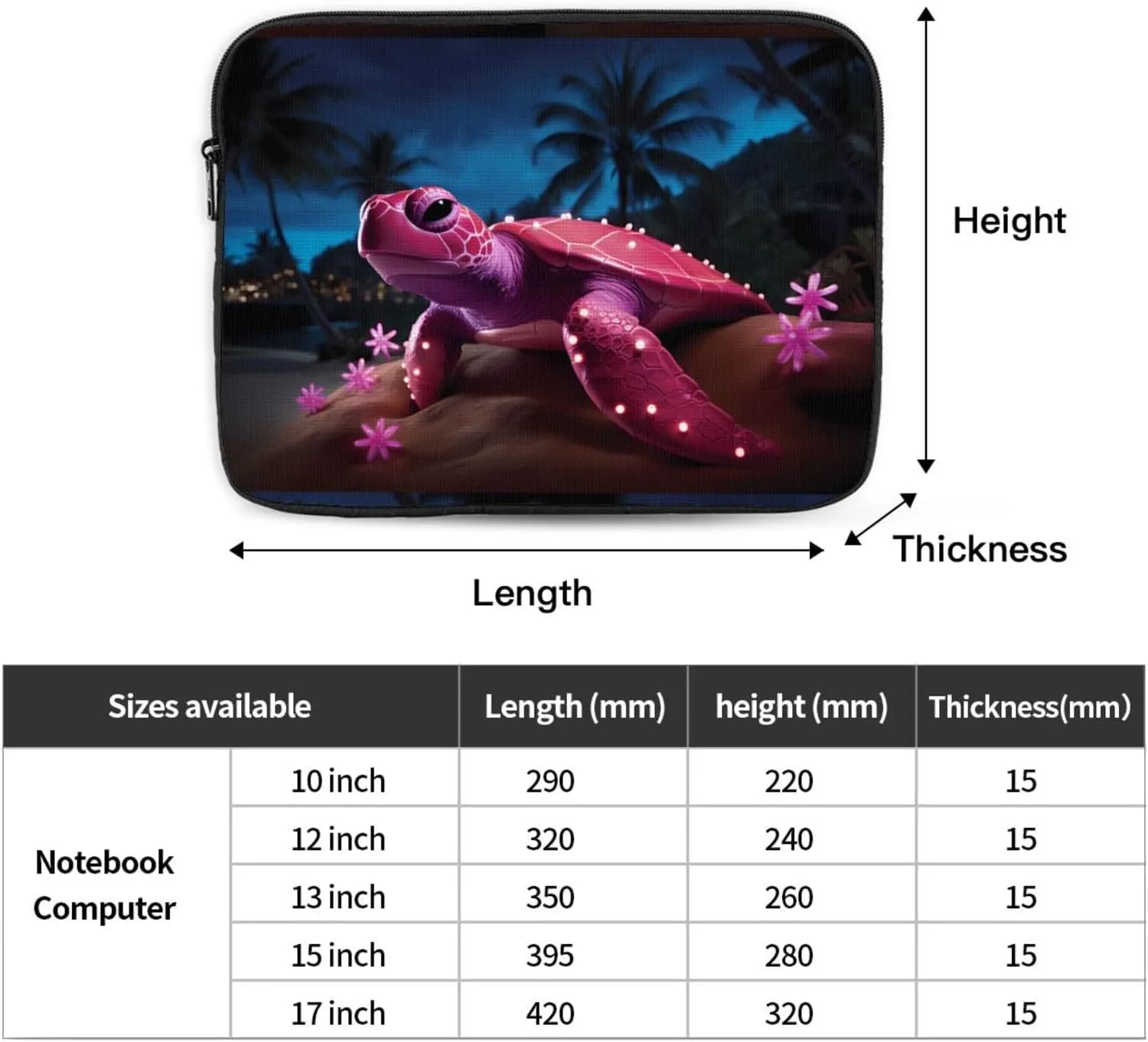 Beach Turtle Laptop Inner Bag Laptop Sleeve Case Briefcase Carrying Laptop Cover