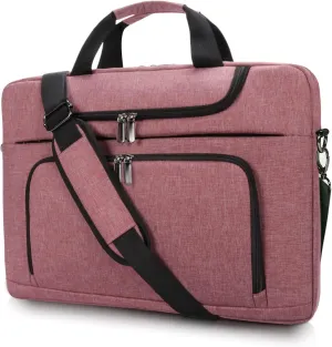 BERTASCHE Laptop Bag 17 17.3 inch for Women Computer Bag Laptop Case for Work Travel Business chromebook bag w/Shoulder Strap,Rose Red