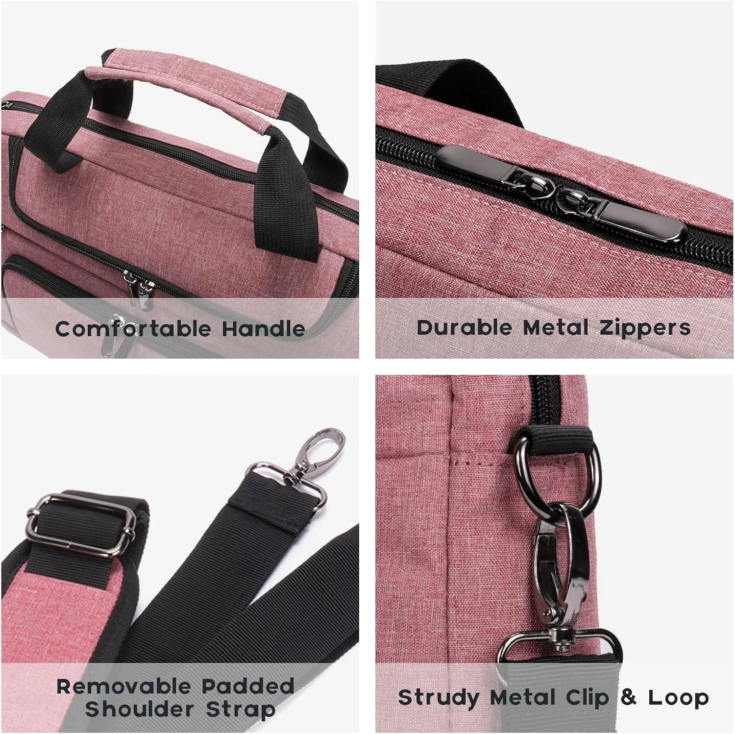 BERTASCHE Laptop Bag 17 17.3 inch for Women Computer Bag Laptop Case for Work Travel Business chromebook bag w/Shoulder Strap,Rose Red