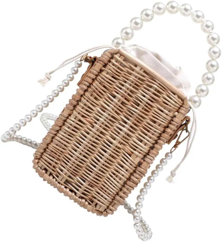 BESPORTBLE 1Pc Stylish Woven Handbag for Women Durable One Shoulder Bag Chic Khaki Crossbody Purse for Everyday Use Beach Vacations present for Friends