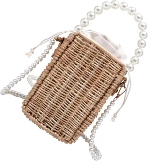 BESPORTBLE 1Pc Stylish Woven Handbag for Women Durable One Shoulder Bag Chic Khaki Crossbody Purse for Everyday Use Beach Vacations present for Friends