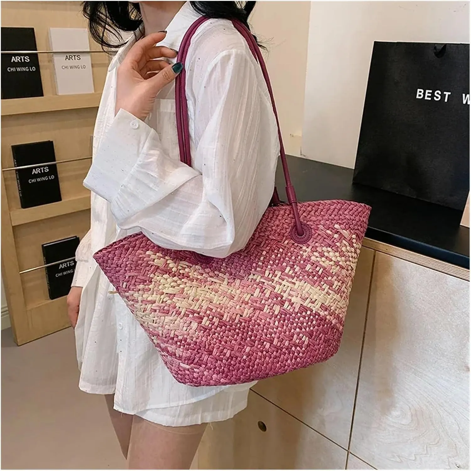 Big Straw Underarm Women Korean Fashion Summer Shoulder Bags Lady Travel Handbags