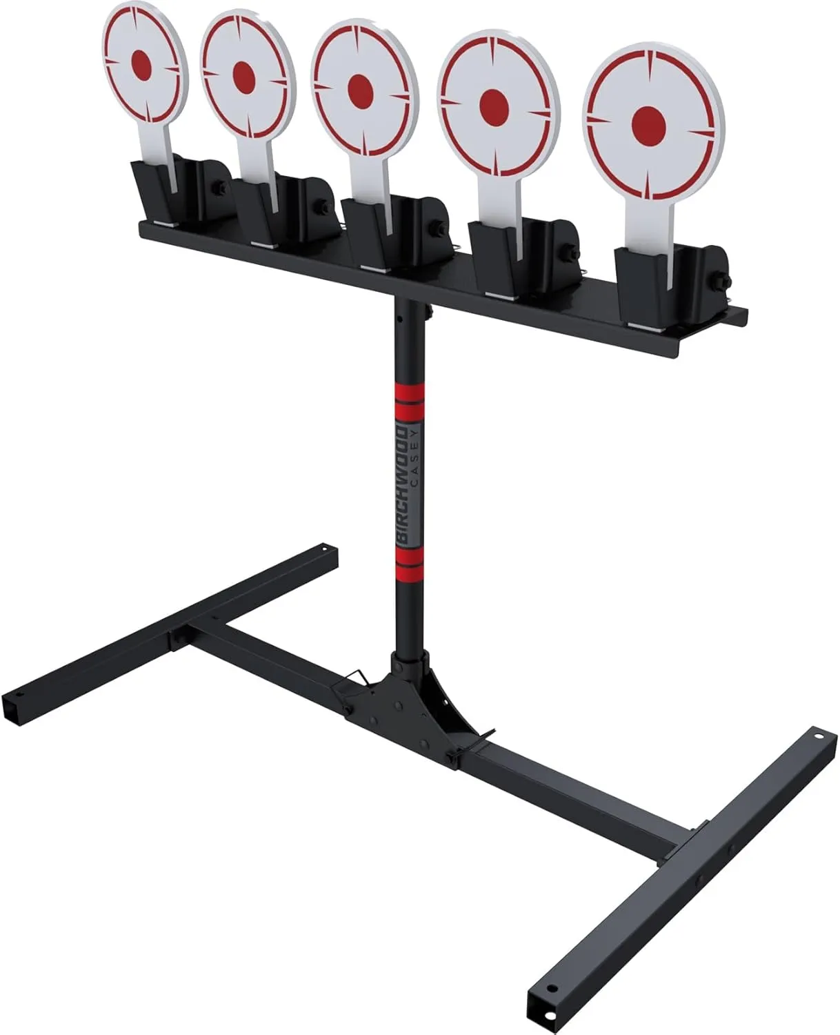 BIRCHWOOD CASEY Spring Loaded Self-Resetting 6" Diameter Targets with Plate Rack & Folding Target Stand - Durable Long-Lasting Metal Standing Target for Shooting
