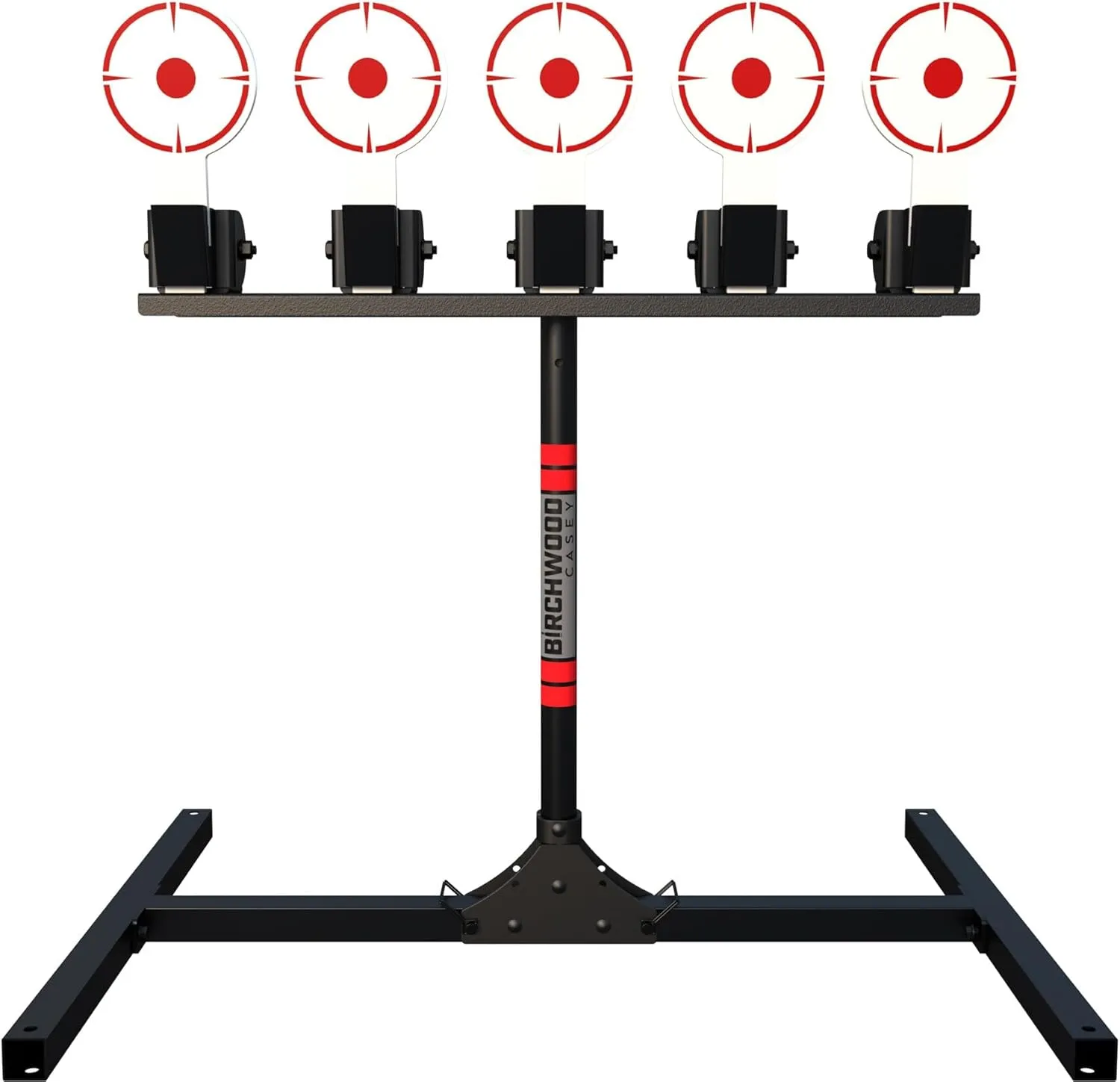 BIRCHWOOD CASEY Spring Loaded Self-Resetting 6" Diameter Targets with Plate Rack & Folding Target Stand - Durable Long-Lasting Metal Standing Target for Shooting