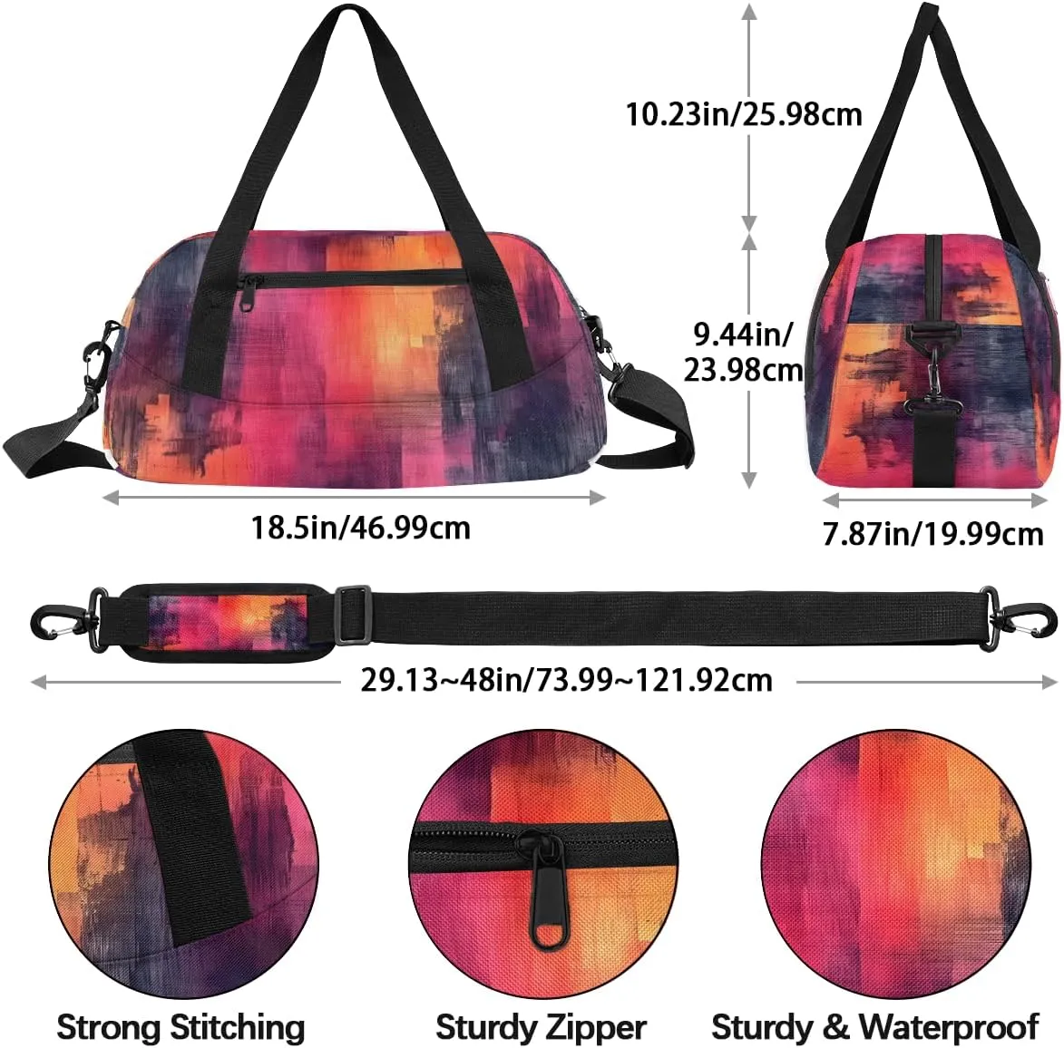 Black and Red Abstract Kids Duffle Bag Boys Girls Small Sport Dance Gym Bag for Overnight Travel Weekender Carry On