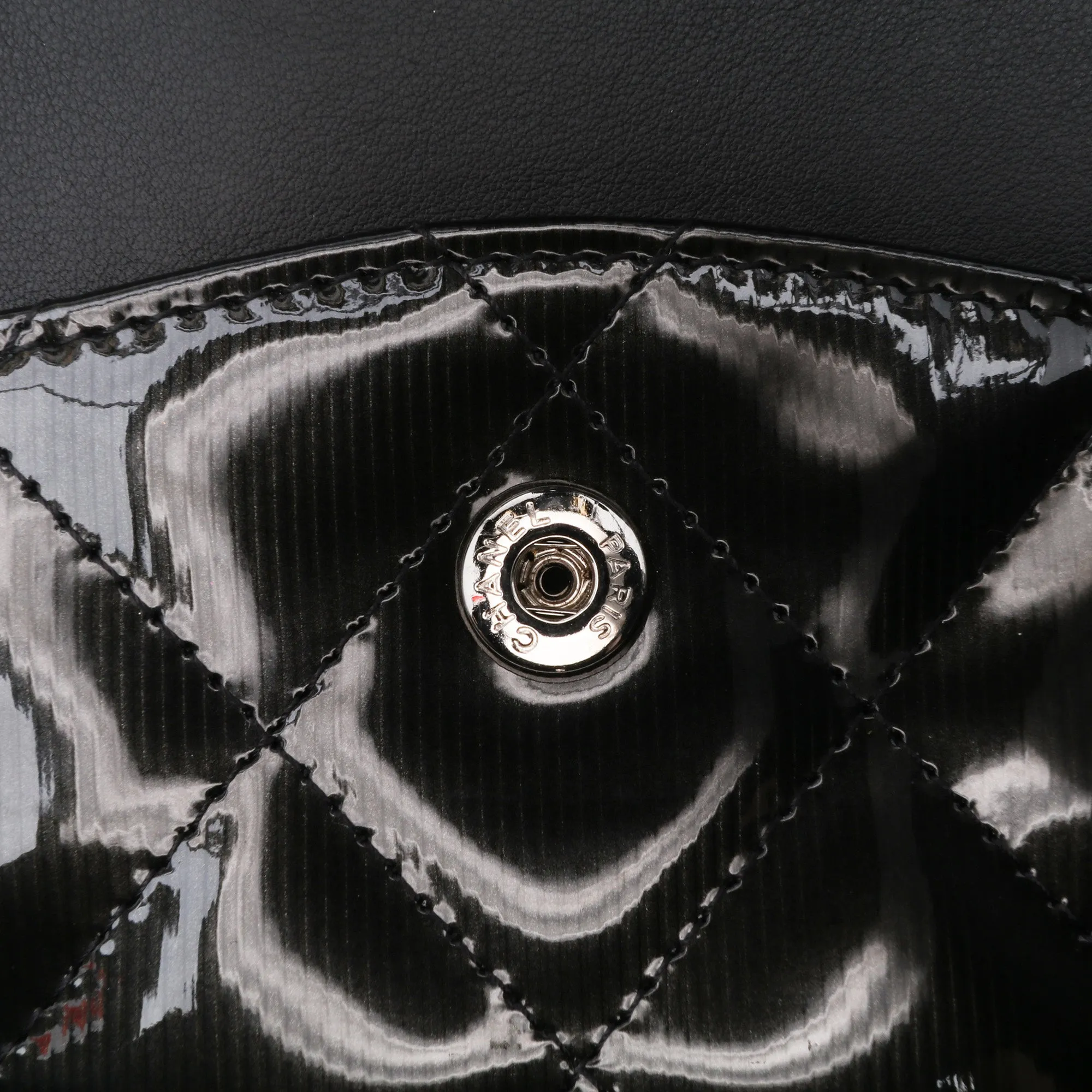 Black Chanel Jumbo Classic Striped Patent Double Flap Shoulder Bag