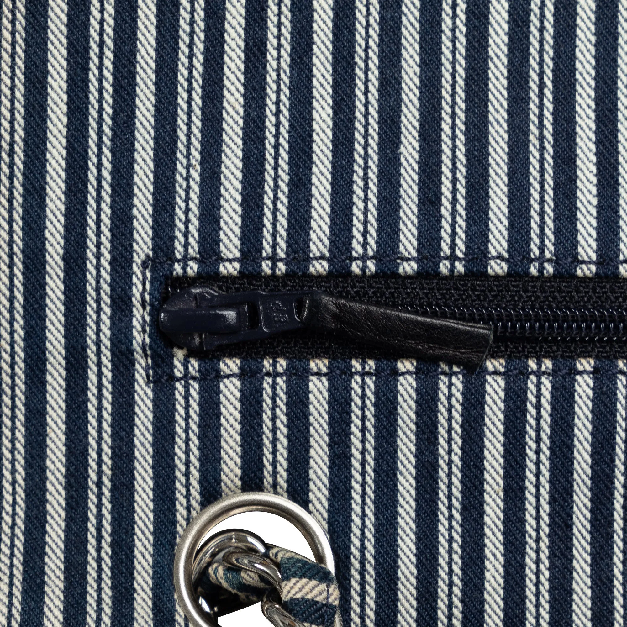 Blue Chanel Medium Cotton Striped Double Flap Shoulder Bag