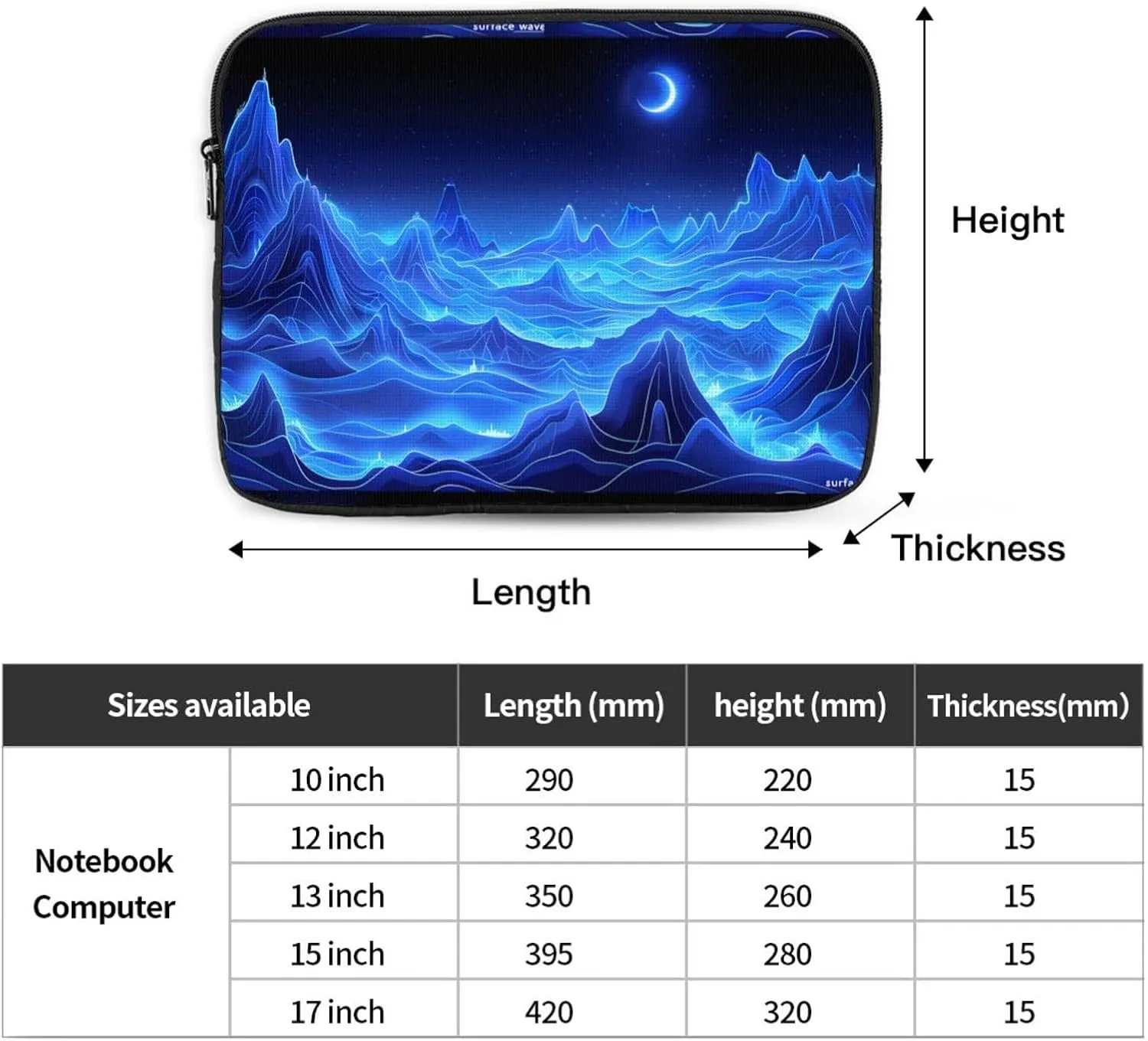 Blue Moon Blue Mountain Laptop Inner Bag Laptop Sleeve Case Briefcase Carrying Laptop Cover