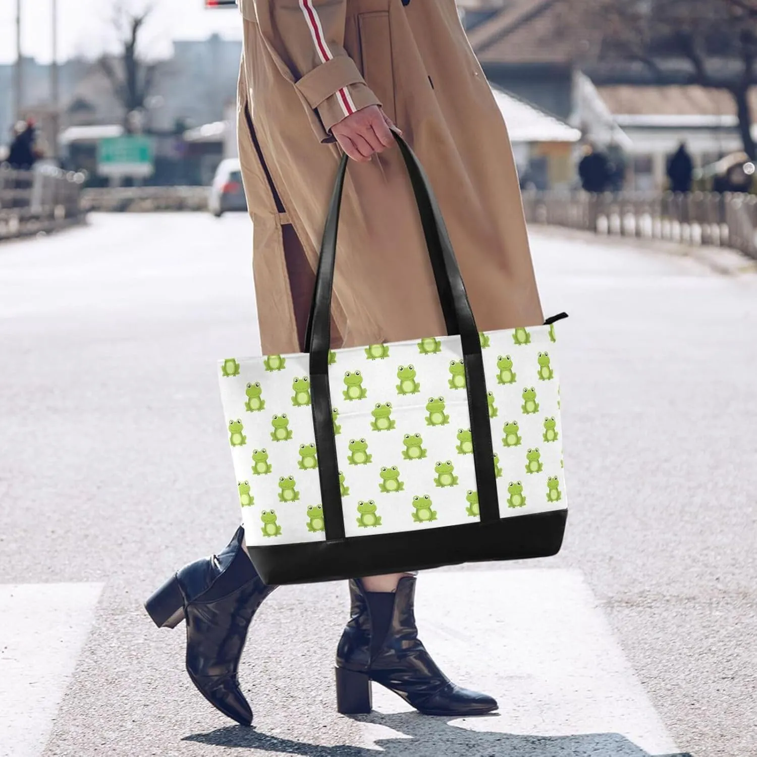 Blueberry Fruit Laptop Tote Bag for Women - Canvas Teacher Work Travel Bag with Zipper