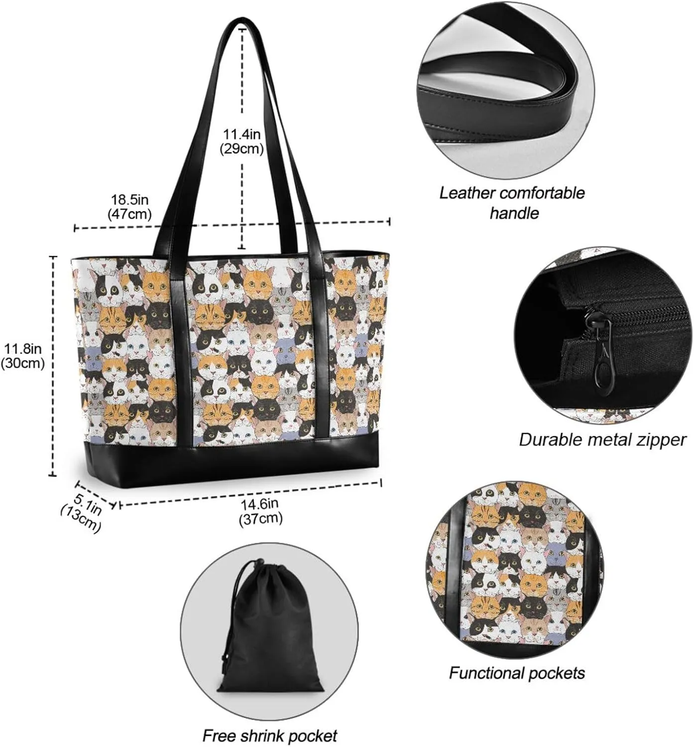 Blueberry Fruit Laptop Tote Bag for Women - Canvas Teacher Work Travel Bag with Zipper