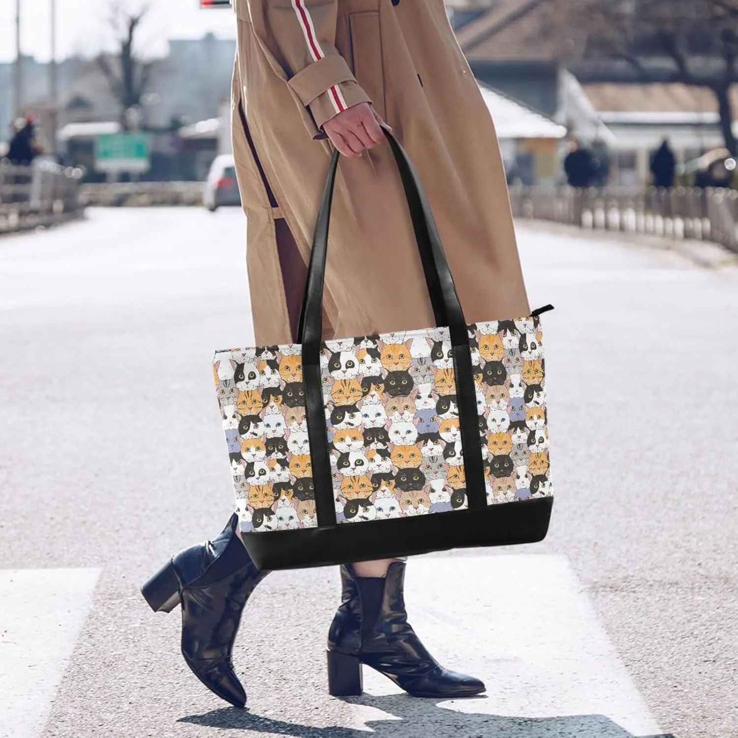 Blueberry Fruit Laptop Tote Bag for Women - Canvas Teacher Work Travel Bag with Zipper