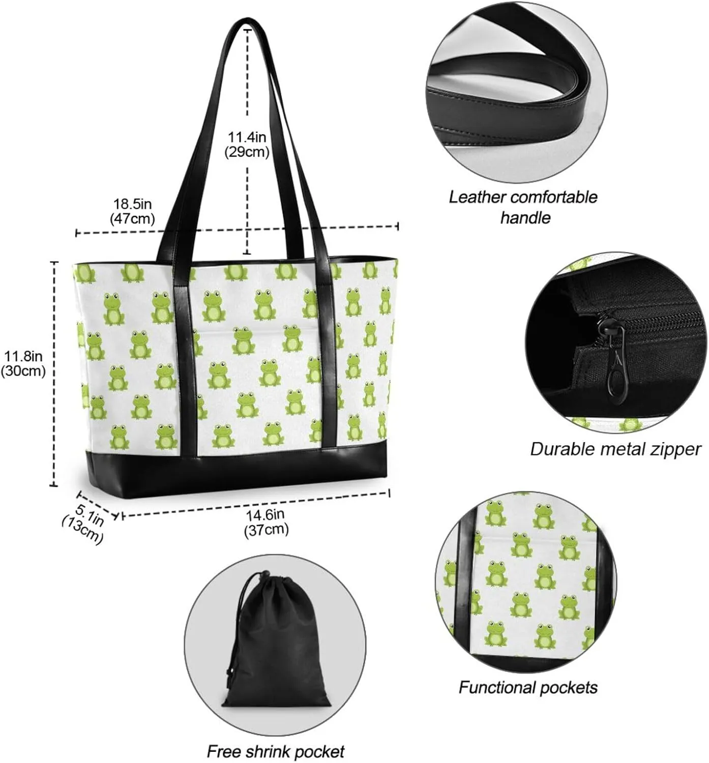 Blueberry Fruit Laptop Tote Bag for Women - Canvas Teacher Work Travel Bag with Zipper