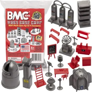 BMC Classic SciFi Mars Base Camp - 24pc Plastic Army Men Space Accessory Playset