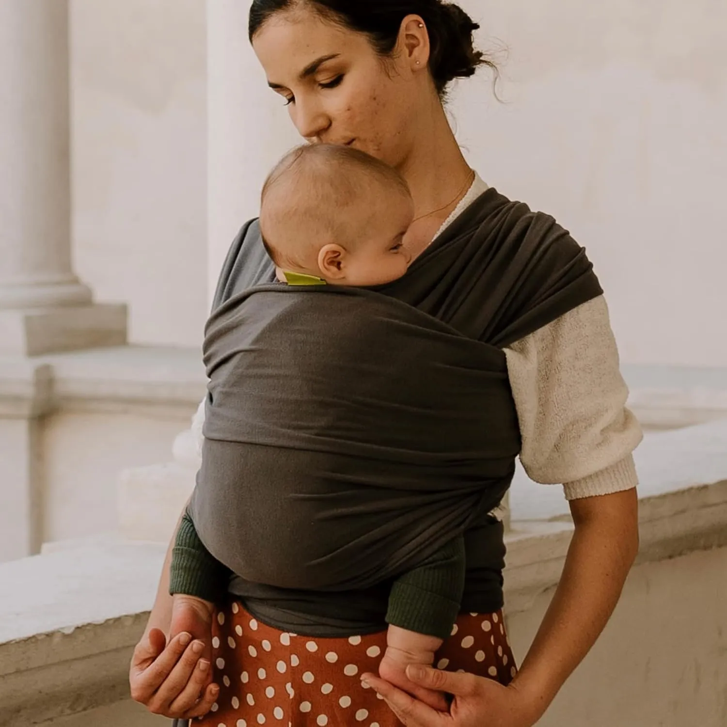 Boba Baby Wrap Carrier - Original Baby Carrier Wrap Sling for Newborns - Baby Wearing Essentials - Newborn Wrap Swaddle Holder, Newborn to Toddler Infant Sling (Organic Dark Grey)