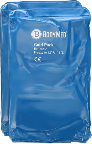 BodyMed Reusable Vinyl Ice Pack (2-Pack) for Knee, Arm, Elbow, Shoulder, Back - Professional Grade Cold Therapy for Injuries, Aches, Swelling, Bruises, Sprains - 12 in. x 7 in. (Half)