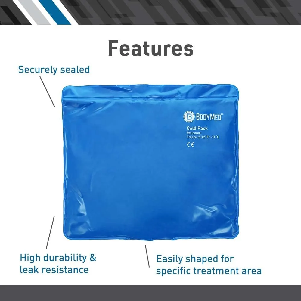 BodyMed Reusable Vinyl Ice Pack (2-Pack) for Knee, Arm, Elbow, Shoulder, Back - Professional Grade Cold Therapy for Injuries, Aches, Swelling, Bruises, Sprains - 12 in. x 7 in. (Half)