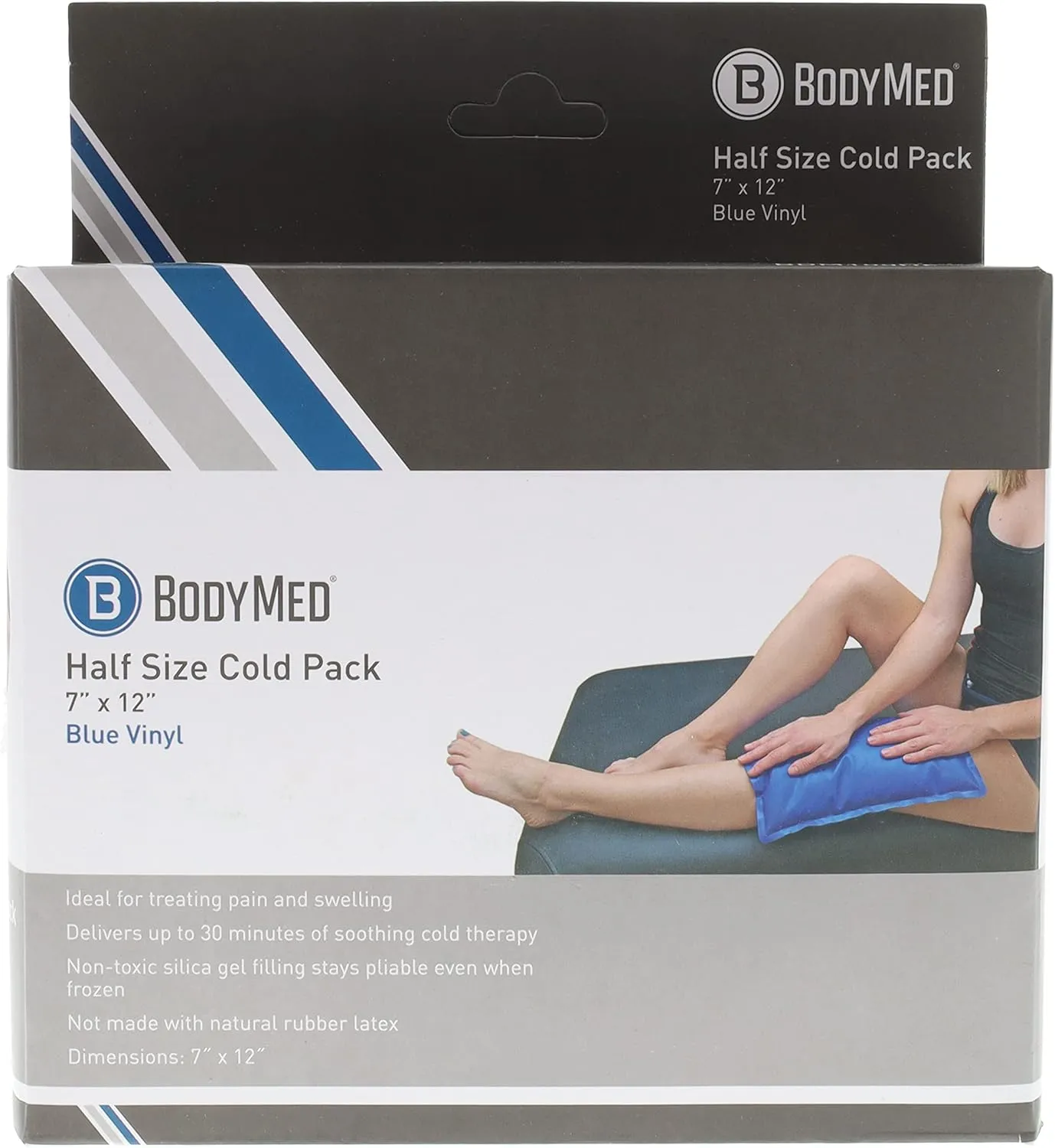 BodyMed Reusable Vinyl Ice Pack (2-Pack) for Knee, Arm, Elbow, Shoulder, Back - Professional Grade Cold Therapy for Injuries, Aches, Swelling, Bruises, Sprains - 12 in. x 7 in. (Half)