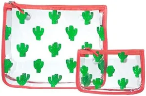 Bogg Bag Clear Designer Zipper Insert (Set of 2) Travel Organizer Storage Pop In (Cactus)
