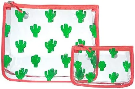 Bogg Bag Clear Designer Zipper Insert (Set of 2) Travel Organizer Storage Pop In (Cactus)